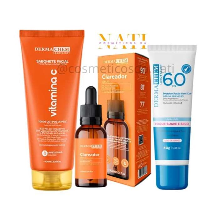 Kit Skin Care Clareador de Machas  com  Vitamina C e Protetor Solar Facial 60FP