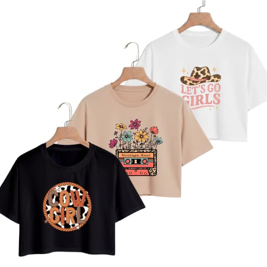 Kit Cropped Country Estampas Variadas - Malha 100% Algodão - Lançamento