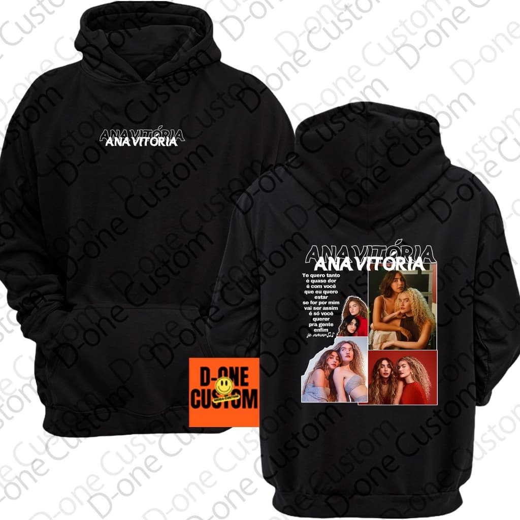 Moletom Blusa De Frio Anavitoria Nome Estampado Frente Costa Fotos Dupla Pop Show Musica Unissex