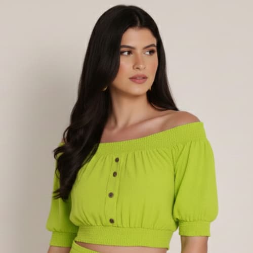 Blusa Cropped Ciganinha Ombro a Ombro Em Algodão Premium Leve e Confortável Moda Verão
