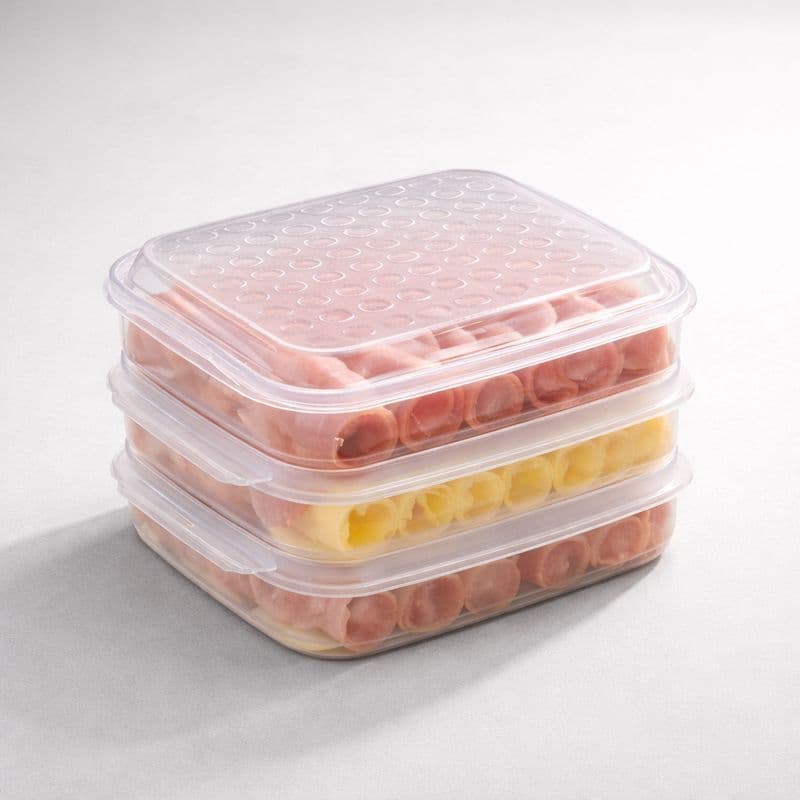 Porta Frios Triplo com Tampa de Plástico 3 Divisórias Transparente Herméticos de Cozinha Plasnorthon