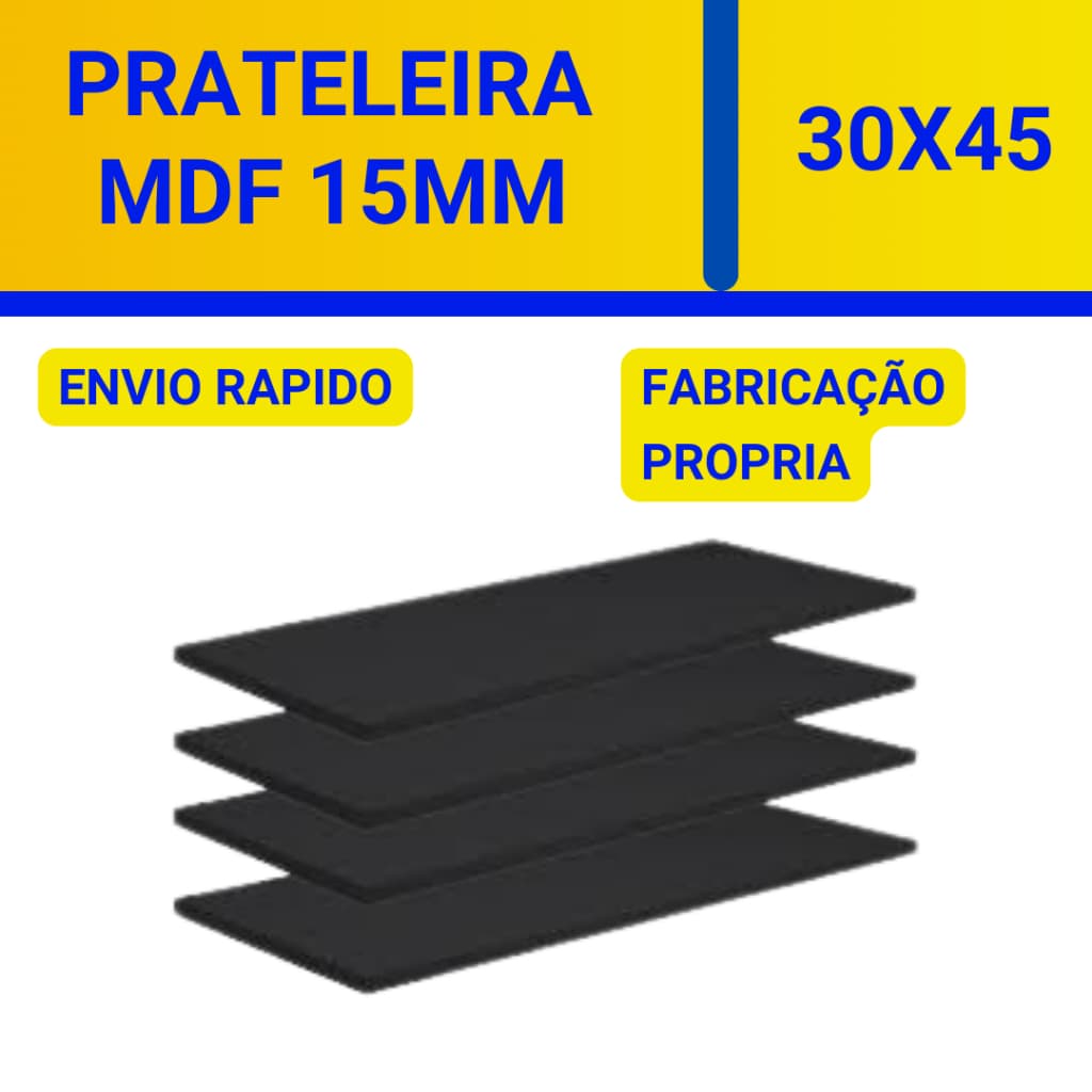 Prateleira MDF 30x45cm Preto 15mm