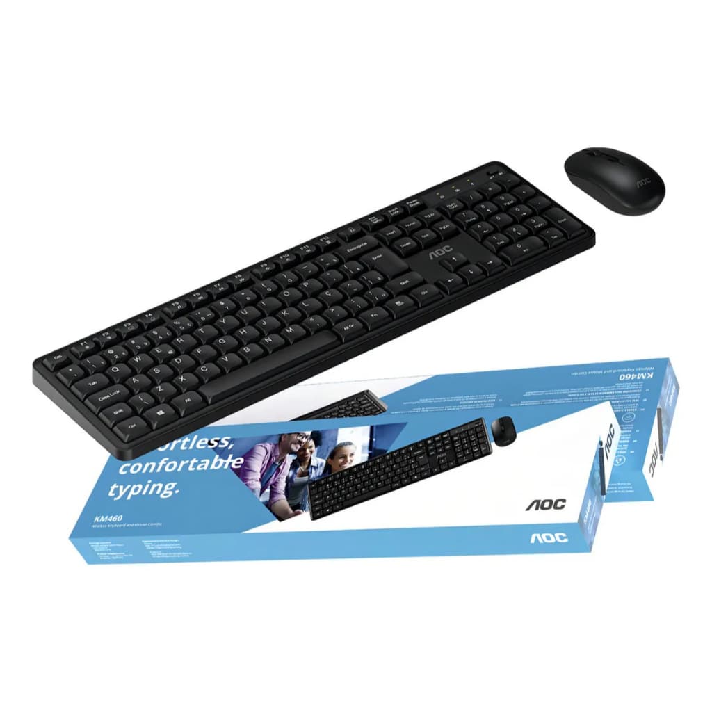 Kit Teclado e Mouse Sem Fio Wireless 2.4 - Preto - AOC