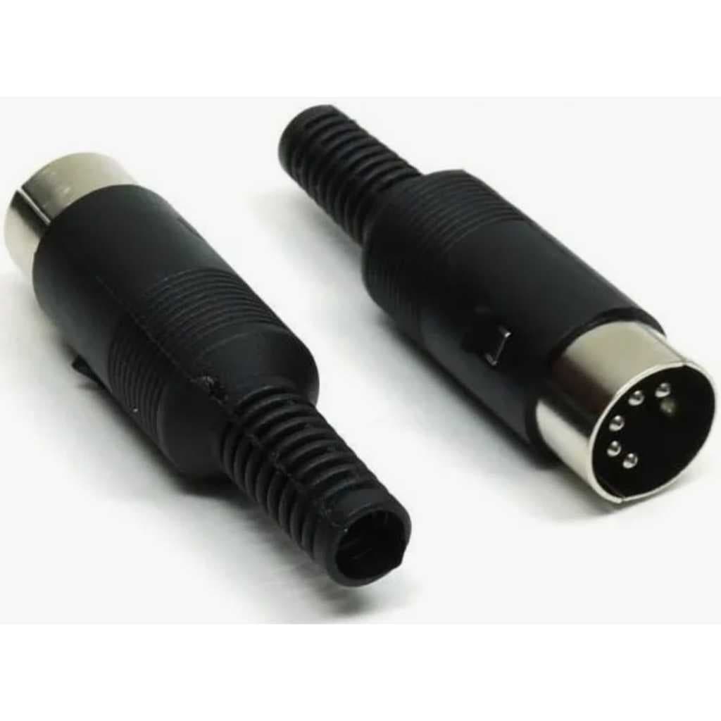 KIT 2 Plug DIN 5 Pinos Macho – Conector de Áudio e Sinal