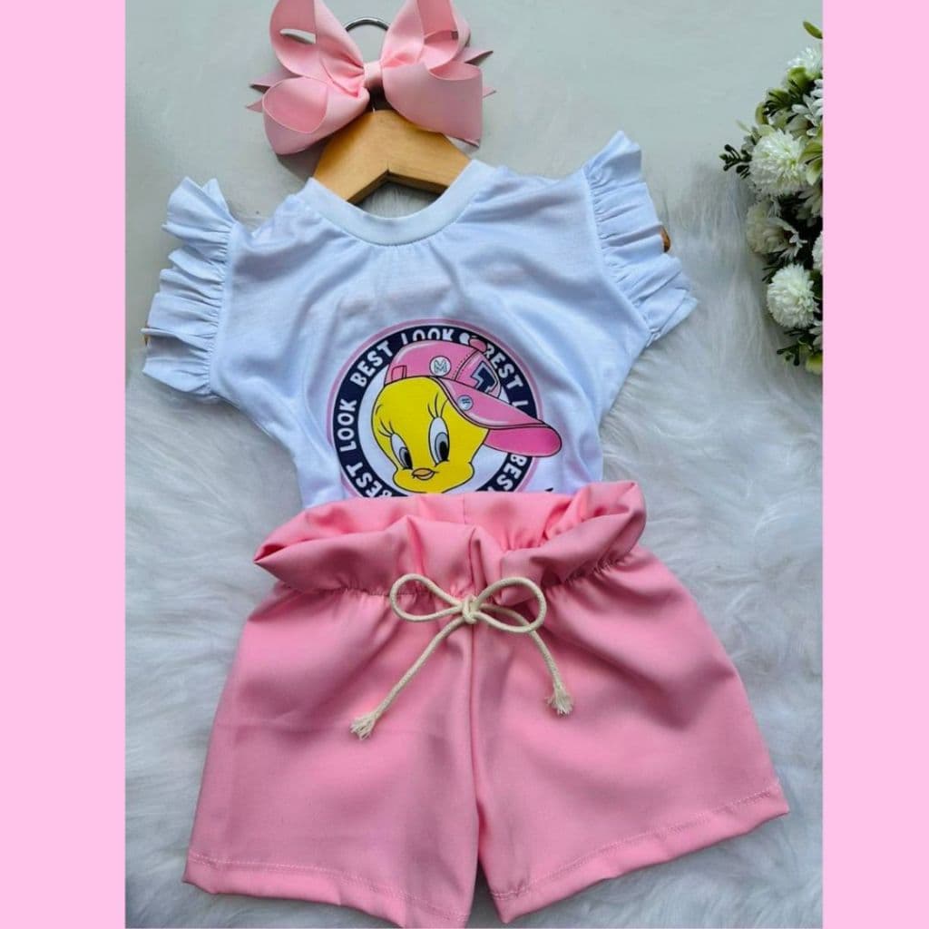 Conjunto Infantil Feminino Piu-Piu fofo e delicado
