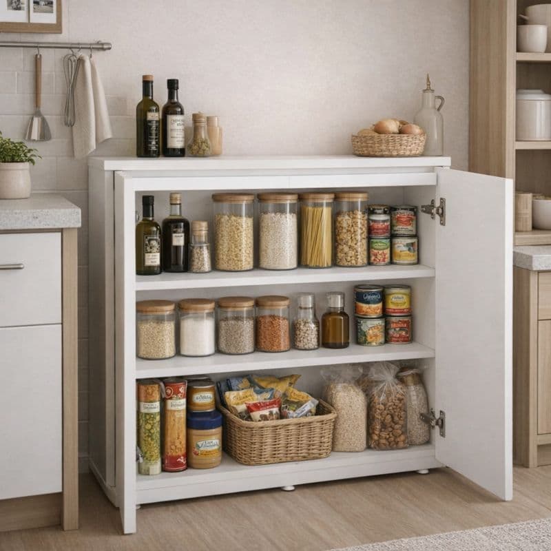Dispensa Nicho Aparador MDF 100% com 2 Portas e Divisória Envio Montado - Sala, Quarto ou Escritório