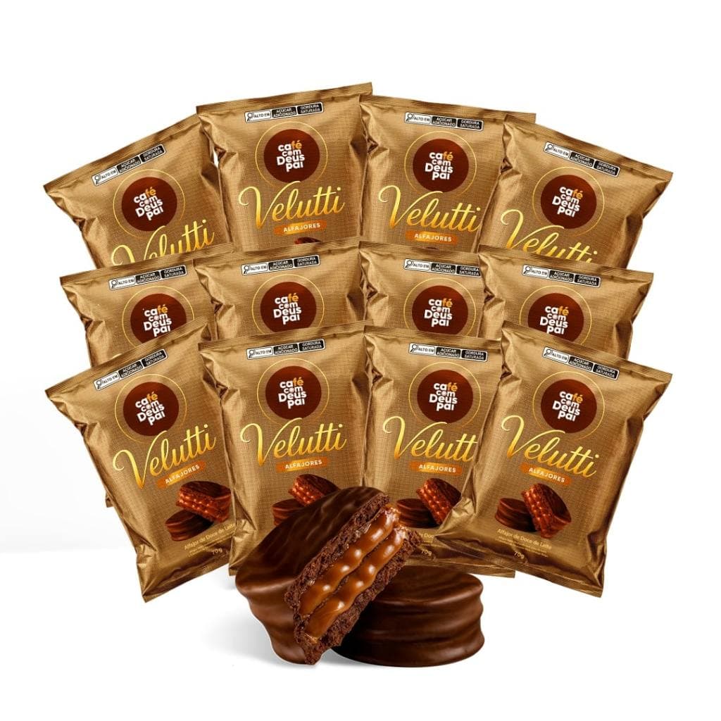 Alfajor Velutti 70g | Lançamento Café com Deus Pai | Display c/ 12 Unidades