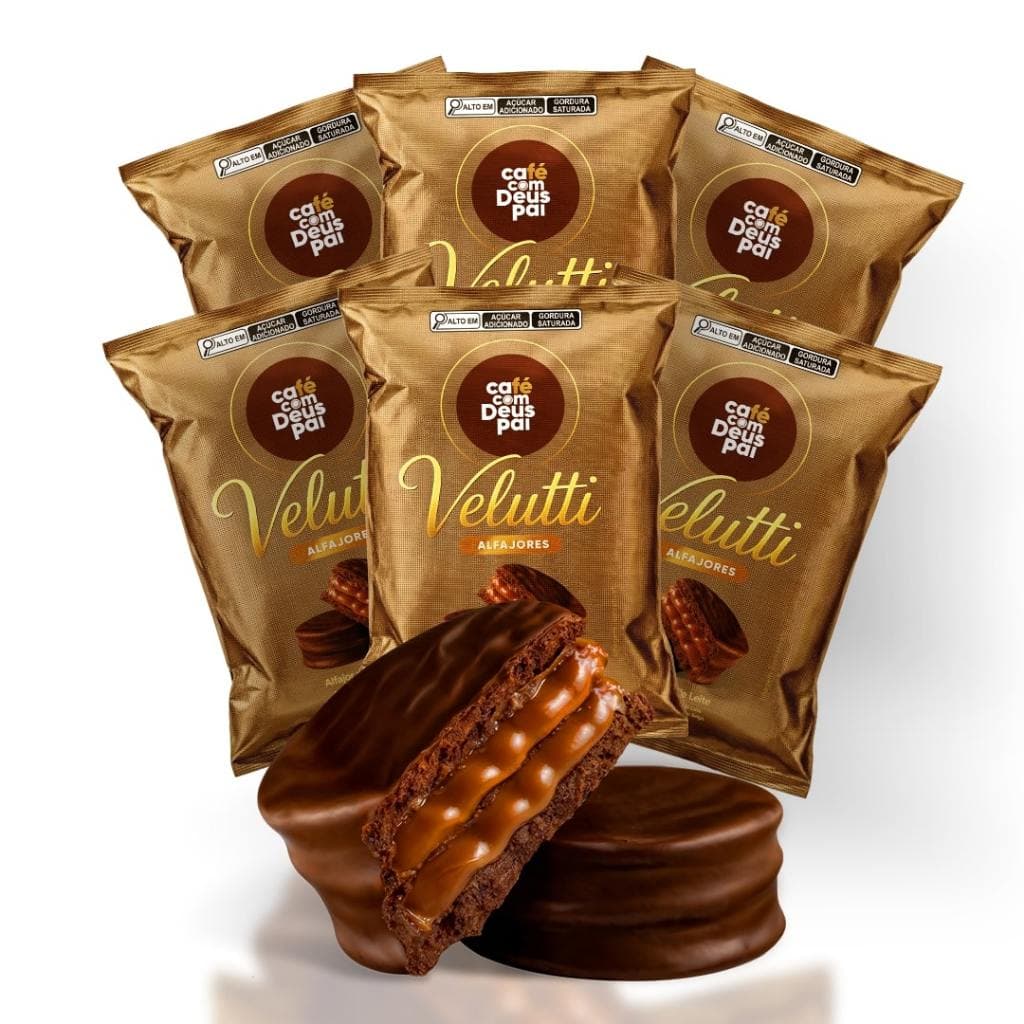 Alfajor Velutti 70g | Lançamento Café com Deus Pai | Lata c/ 6 Unidades