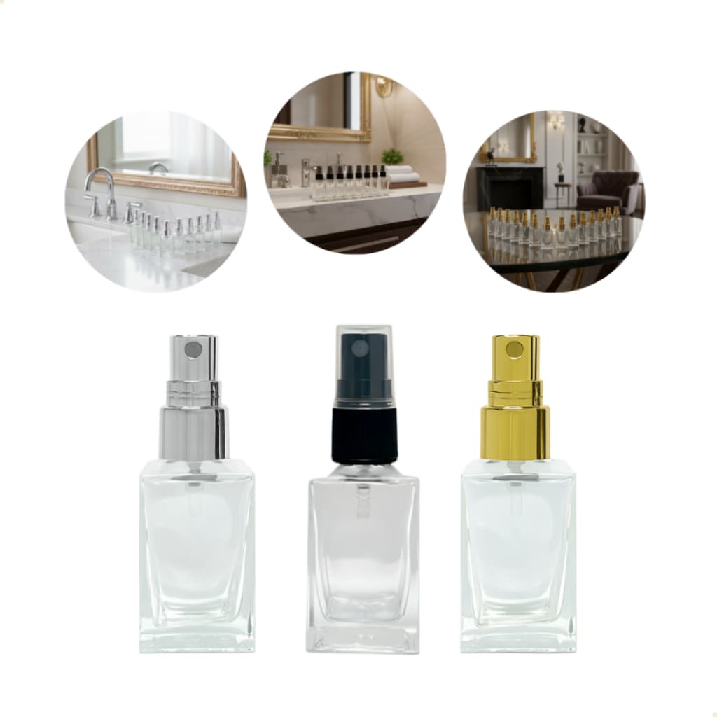 Kit 15 Frascos Retangular 30ml Válvula Spray Luxo Premium Perfume