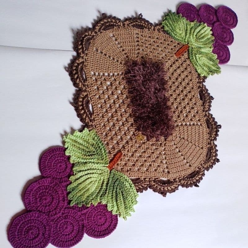 caminho de mesa de crochê cacho de uvas