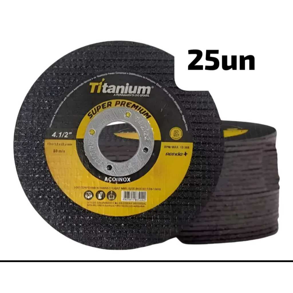 KIT 25 Discos de corte ferro deep cut 41/2 titanium navalha