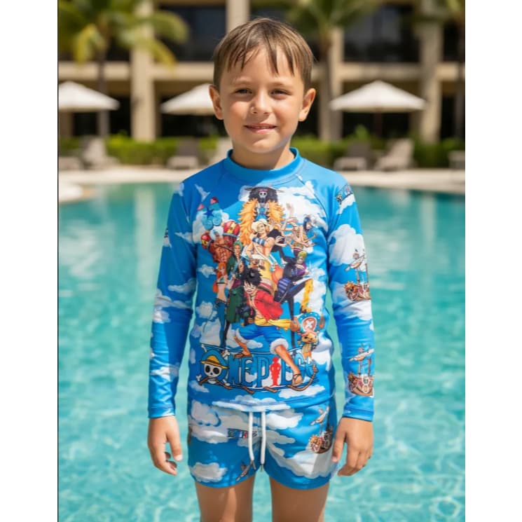Roupa de Banho One Piece Piratas do Luff com Proteção UV50