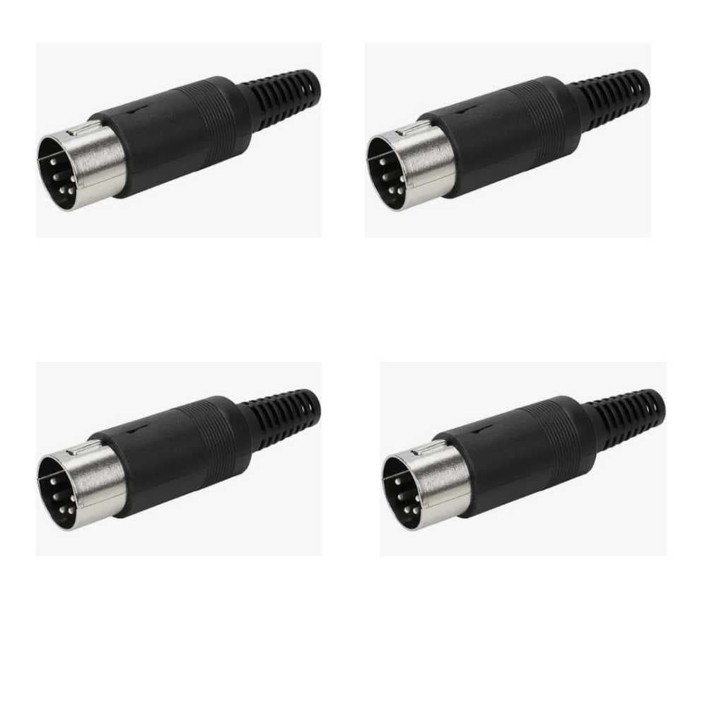 KIT 4 Plug DIN 5 Pinos Macho – Conector de Áudio e Sinal
