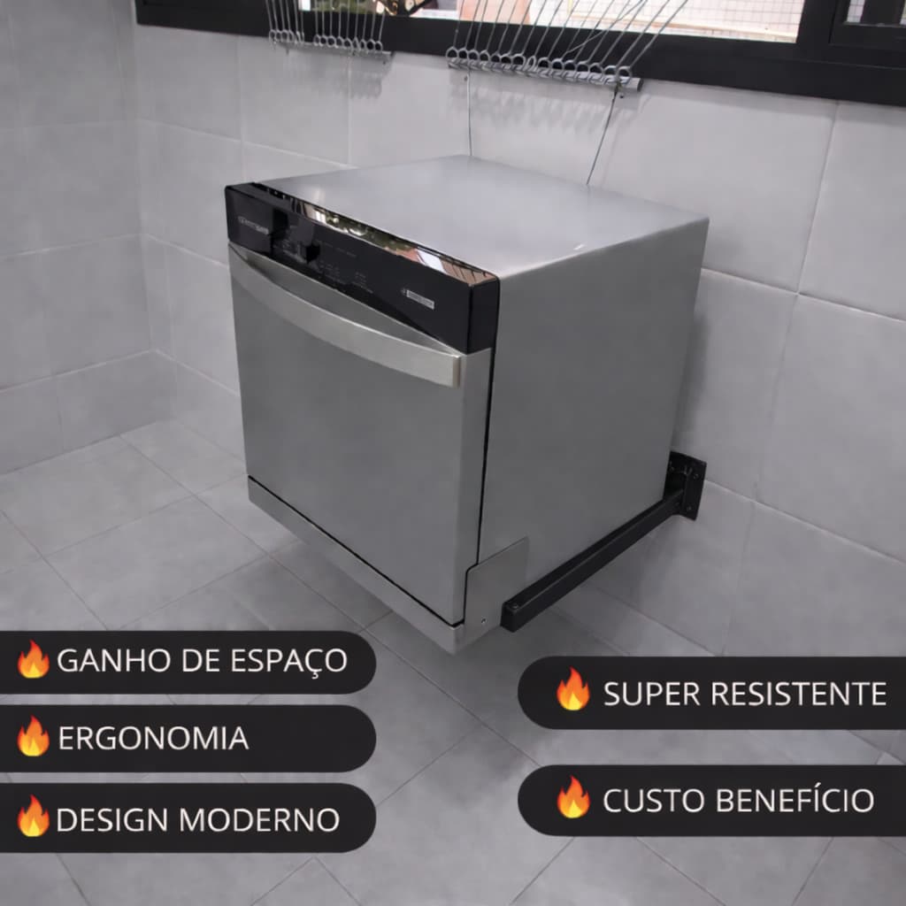 Suporte Máquina Lava Louças Custo Benefício Economizar Espaço Parede Robusto Apartamento Casa Brastemp Midea Electrolux