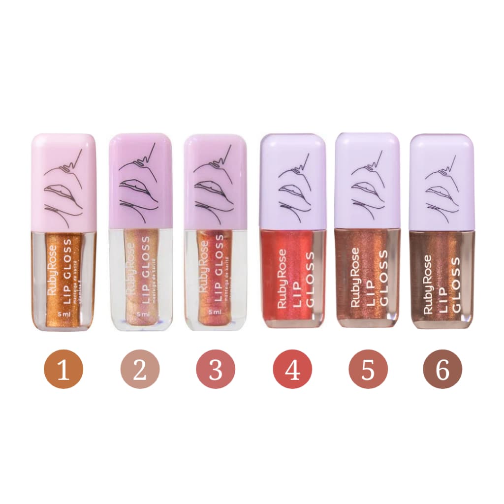Lip Gloss Labial Ruby Rose HB-8234 1/2/3/4/5/6