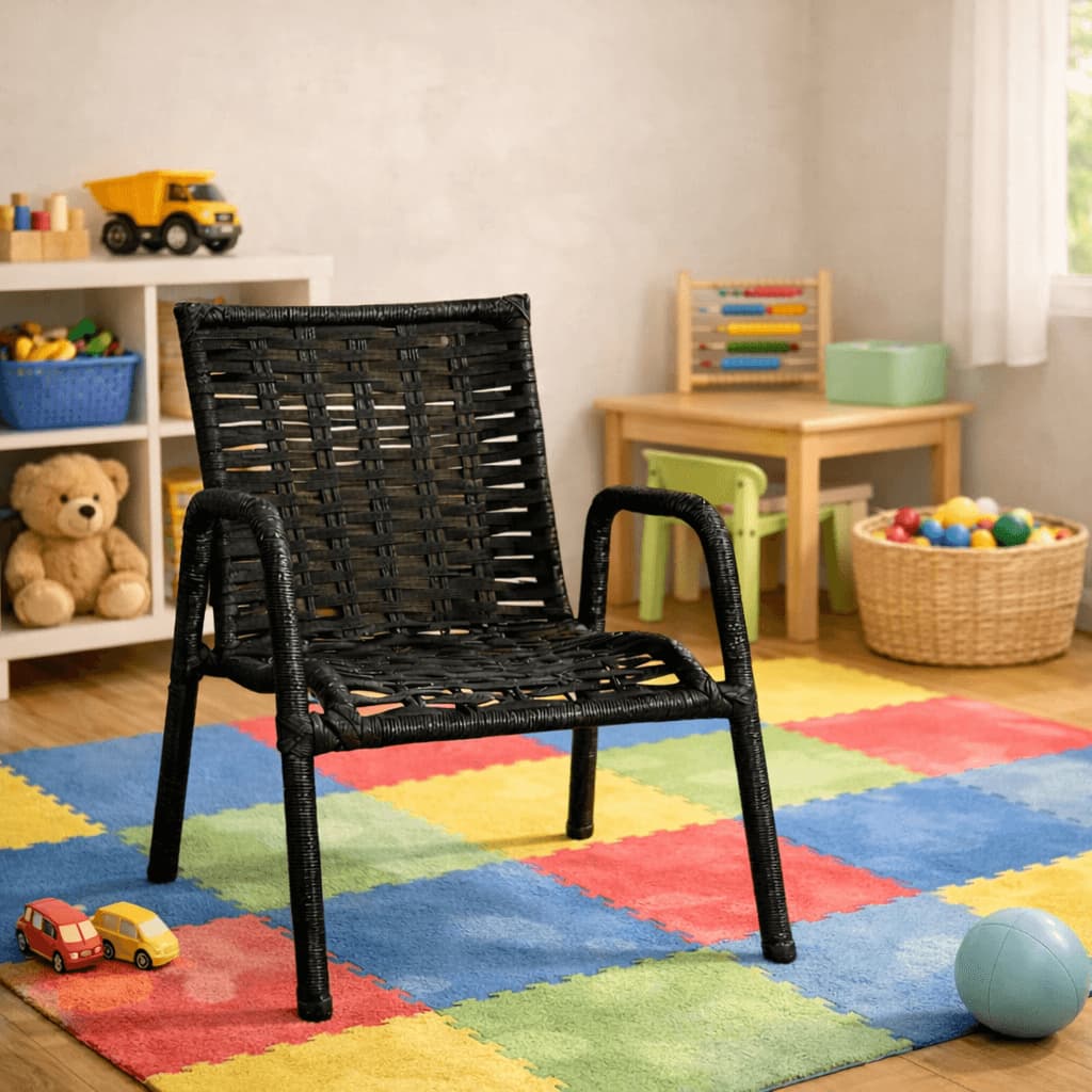Cadeira de Criança Infantil Área Varanda Quintal Resistente Ferro Junco Sintético