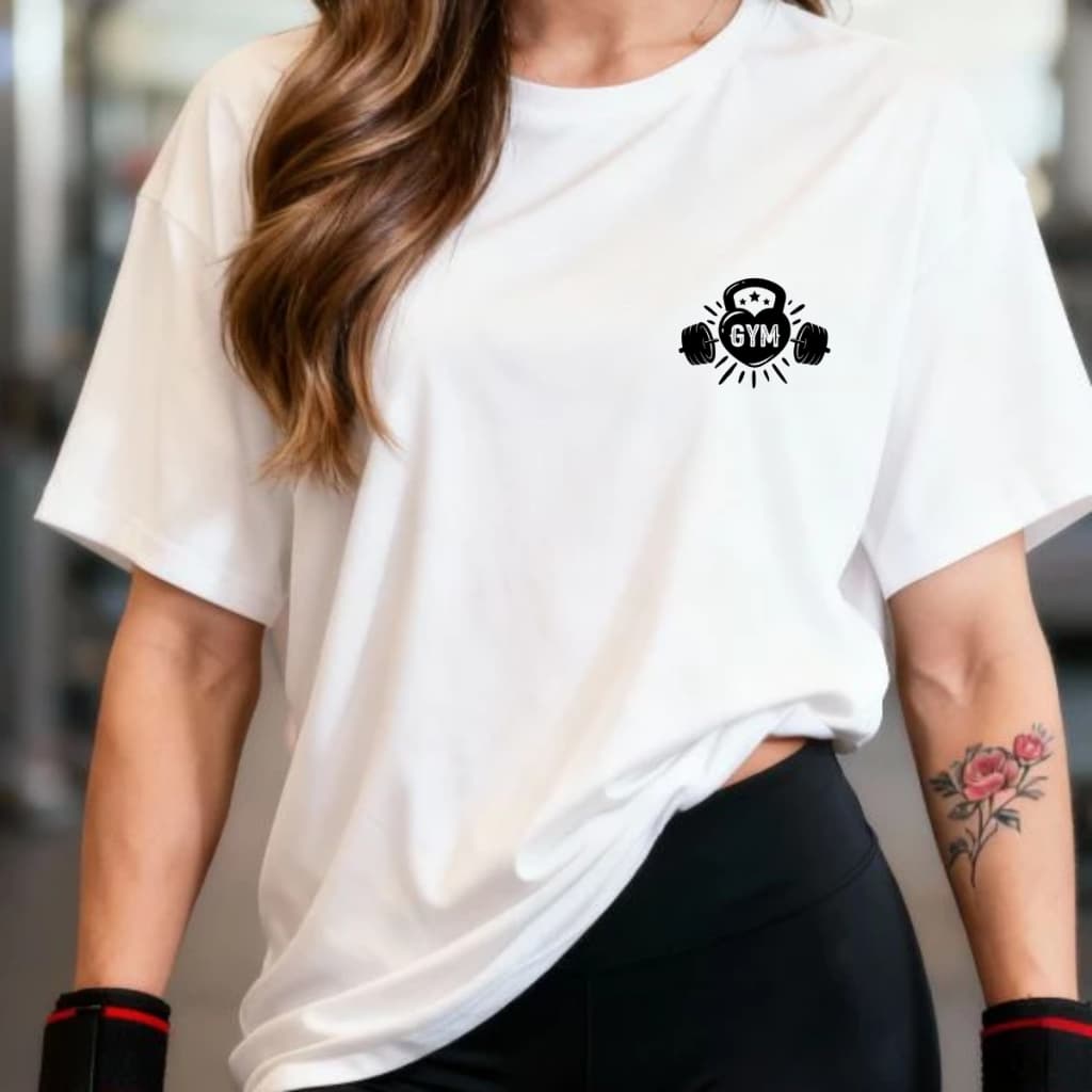 Camisetão T-shirt Over 100% Algodão Feminina Gym Treino Academia Fitness Musculação Peso Gym