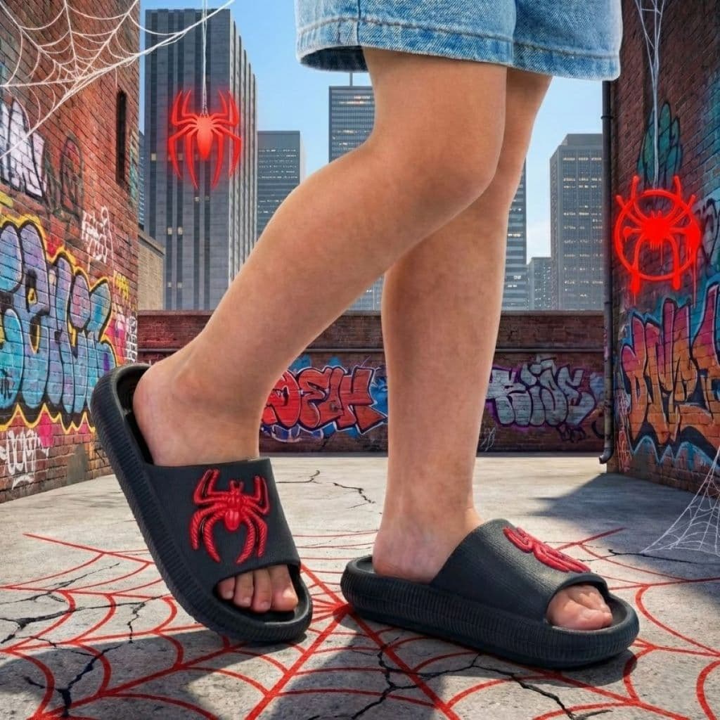 Chinelo Slide Nuvem Kids Aranha Herói - Sandália Infantil Masculina Macia