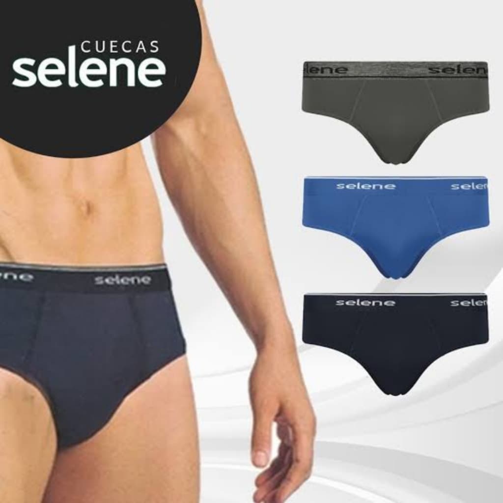 Kit 3 Cuecas Slip Selene 100% Algodão - Conforto Clássico Para o Homem Moderno