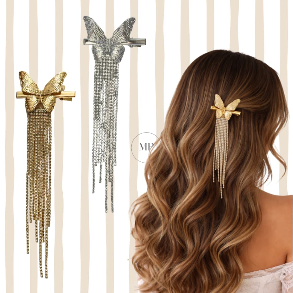 Presilha Prendedor De Cabelo Borboleta Strass Enfeite Festa Casamento Carnaval Blogueira
