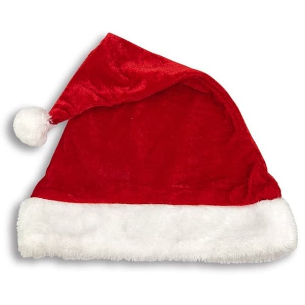 Gorro Papai Noel Natal Adulto Tamanho Único Veludo Simples Vermelho com Pompom Branco