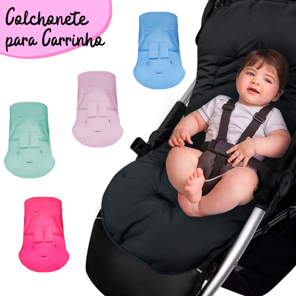 Colchonete Para Todos Os Modelos de Carrinhos Com Protetor de Cinto Almofadado Fibra Silicone