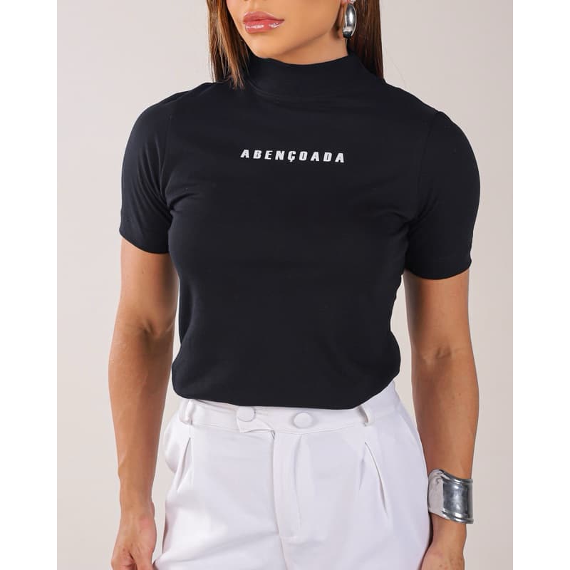 BLUSA FEMININA GOLA ALTA T-SHIRT  100% ALGODÃO