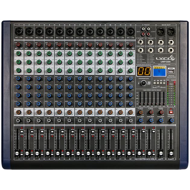 Mesa de som Lyco 12 canais 4 Aux  Usb e Bluetooth + Efeito e Equalizador