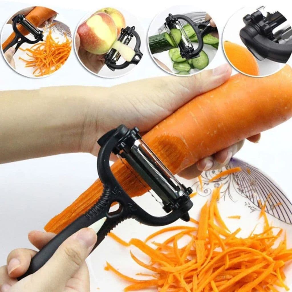 Descascador de Legumes 3 em 1 com Lâmina Julienne (Tiras Finas) Inox – Fatiador Multiuso Prático