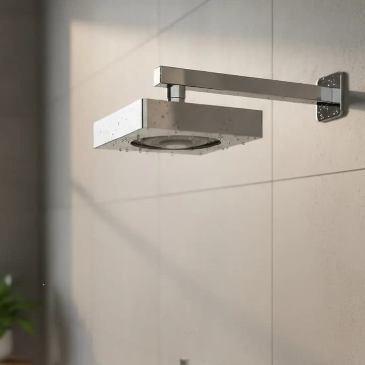 Chuveiro Ducha Limpeza Automática Quadrado Cromado Articulável Solar ou Gás Metal Luxo