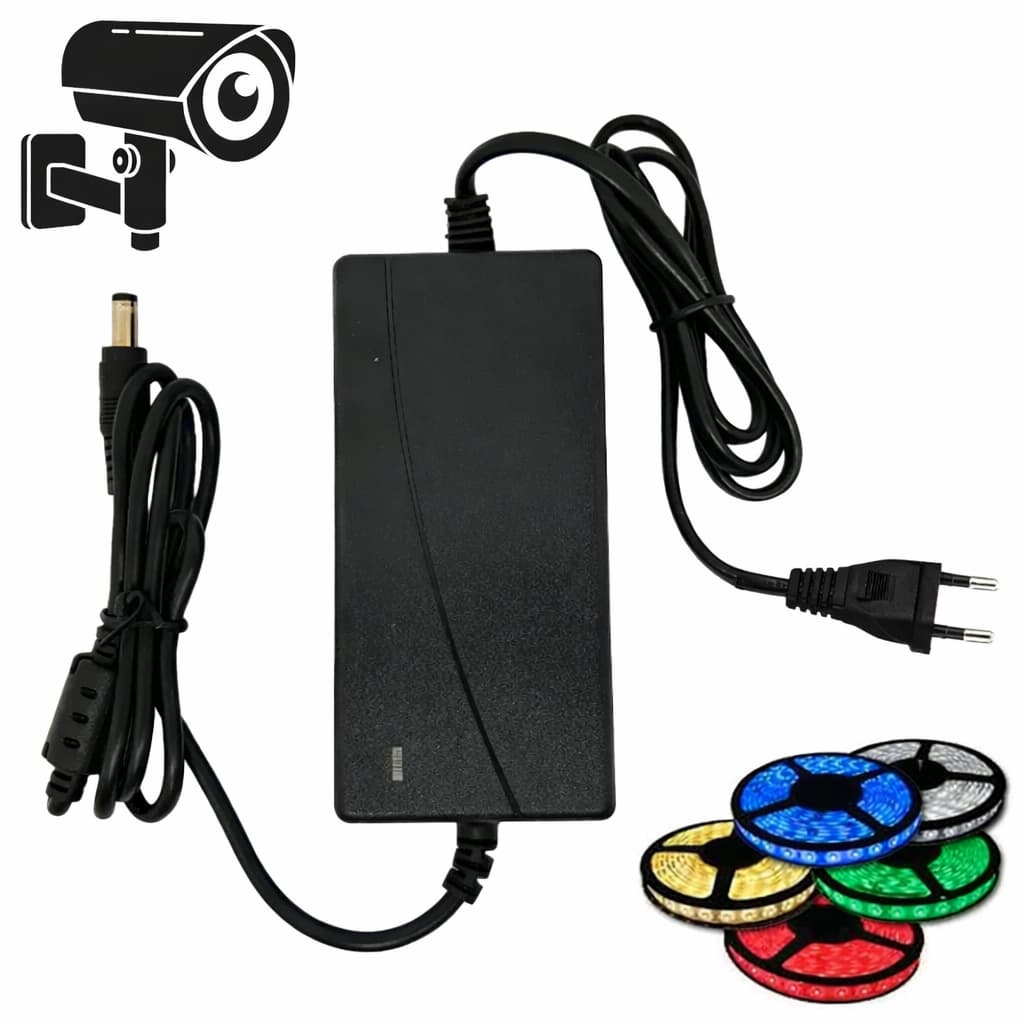 Fonte De Alimentação Blindada Para Câmeras DVR Fita Led Preta Bivolt 12V 3A