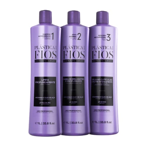 Plástica dos Fios Trio Super 3 Passos 1L | Tratamento Alisante Profissional