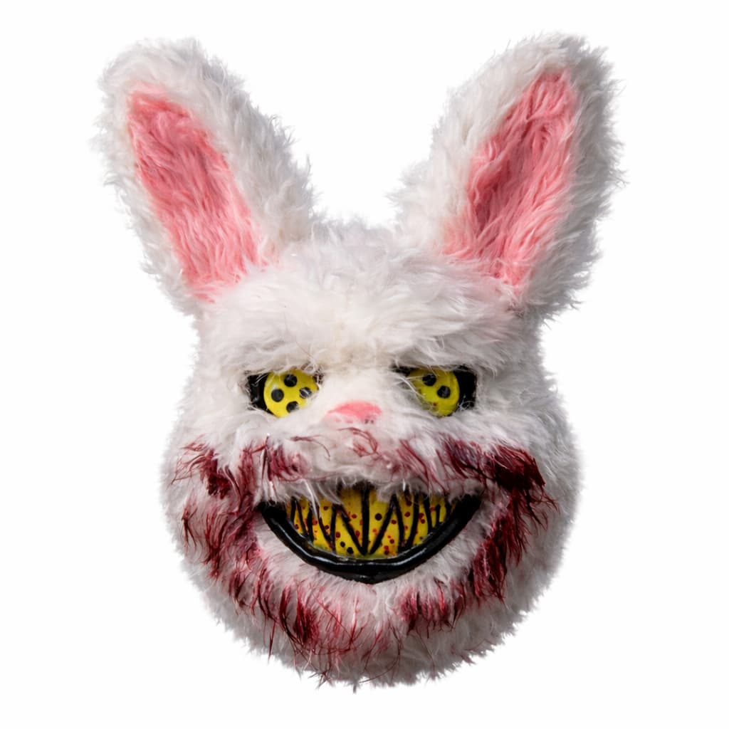 Mascara Halloween Coelho Urso Branco Preto Pelúcia Festa Fantasia Terror