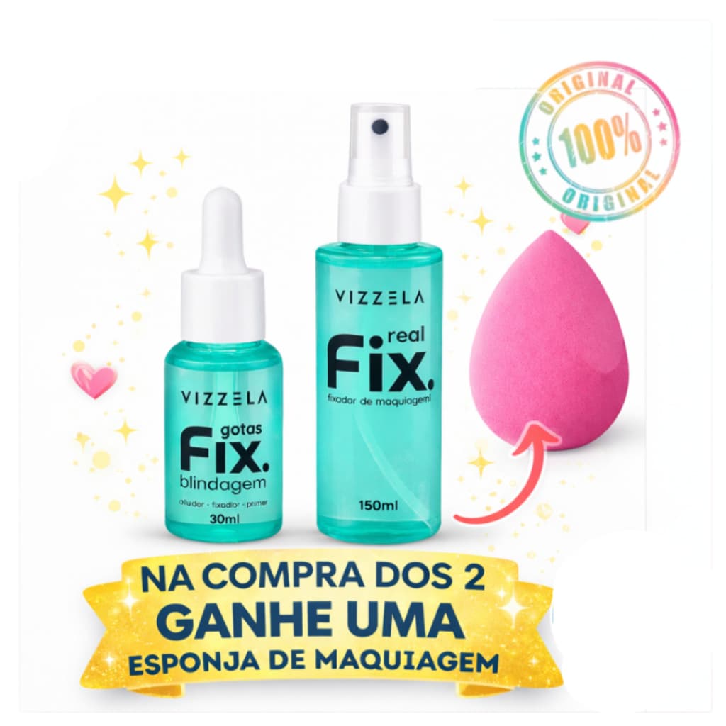 Kit Real Fix Fixador Vizzela + Gotas Fix Blindagem Vizzela