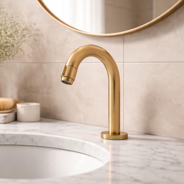 Torneira Banheiro Lavatório Dourado Gold Fosco Baixa Metal Luxo