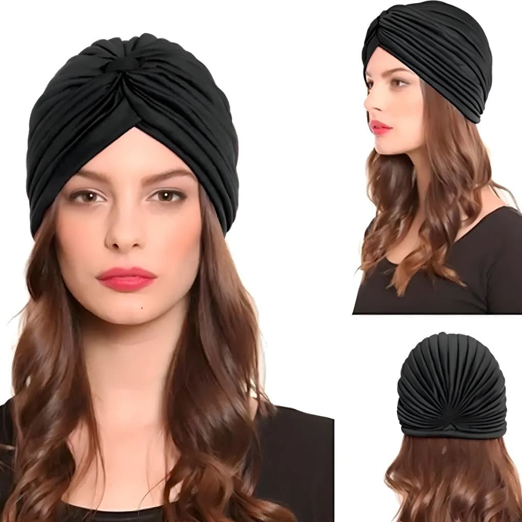 Turbante Feminino Unissex Plissado Fechado