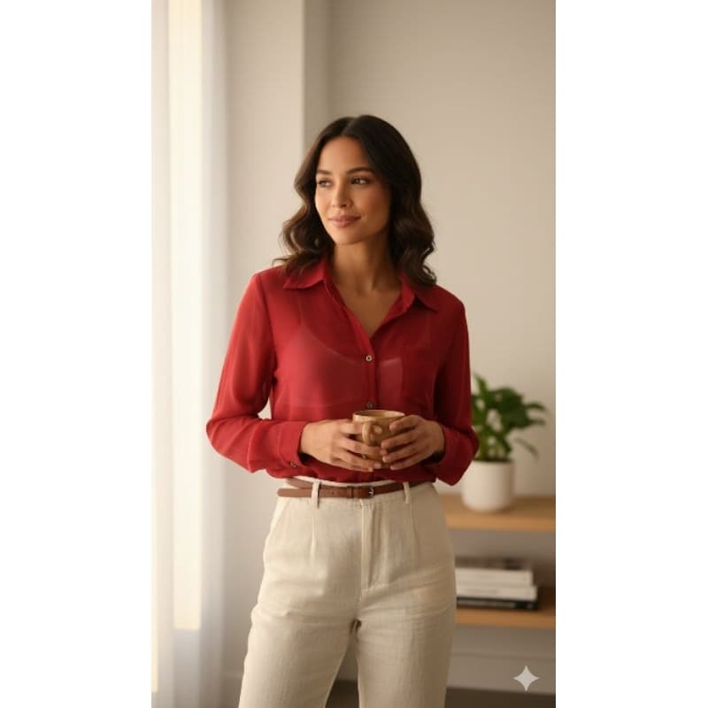BRECHO Camisa em Voal Vermelha - Tam M 🌹