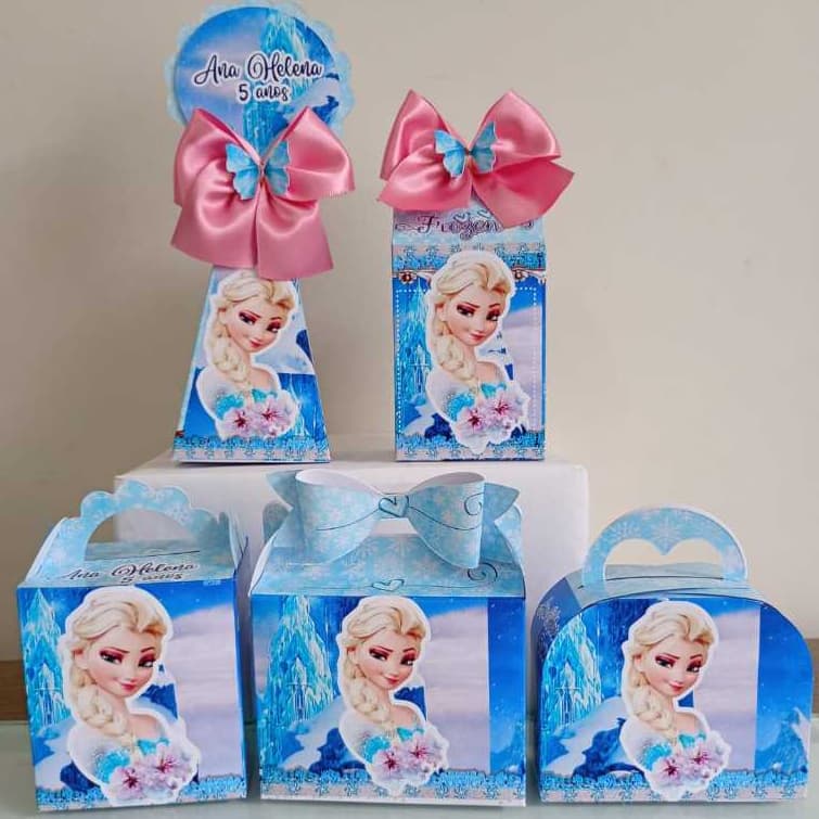 PEGUE E MONTE - Kit Festa Personalizado FROZEN - ANA - ELZA- Lembrancinhas Caixinhas para festa