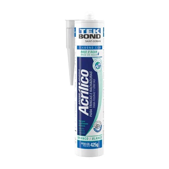 Adesivo Acrílico Selador de Trincas Tekbond Uso Geral Branco 425g Flexível Pintável e Impermeável