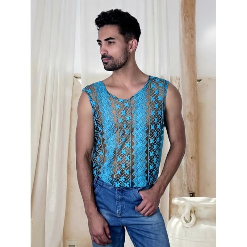 regata em renda modelo vazado praia regata carnaval regata masculina tricô