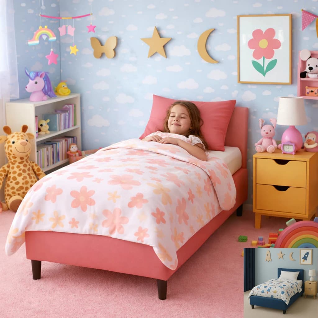 Base Box Cama Infantil Menino Menina Dobravel Desmontavel 150x70 Tecido Suede Azul Rosa Resistente