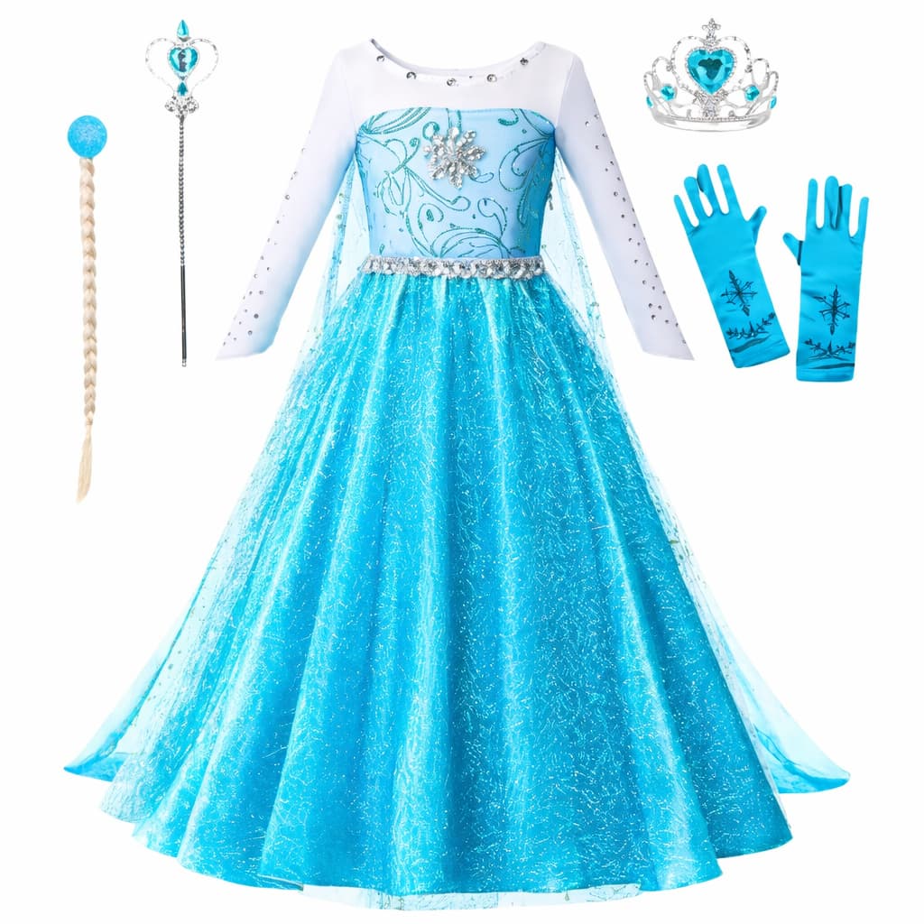 Fantasia Vestido Infantil Princesas Frozen Com Capa E Acessórios Festa Dia Das Crianças