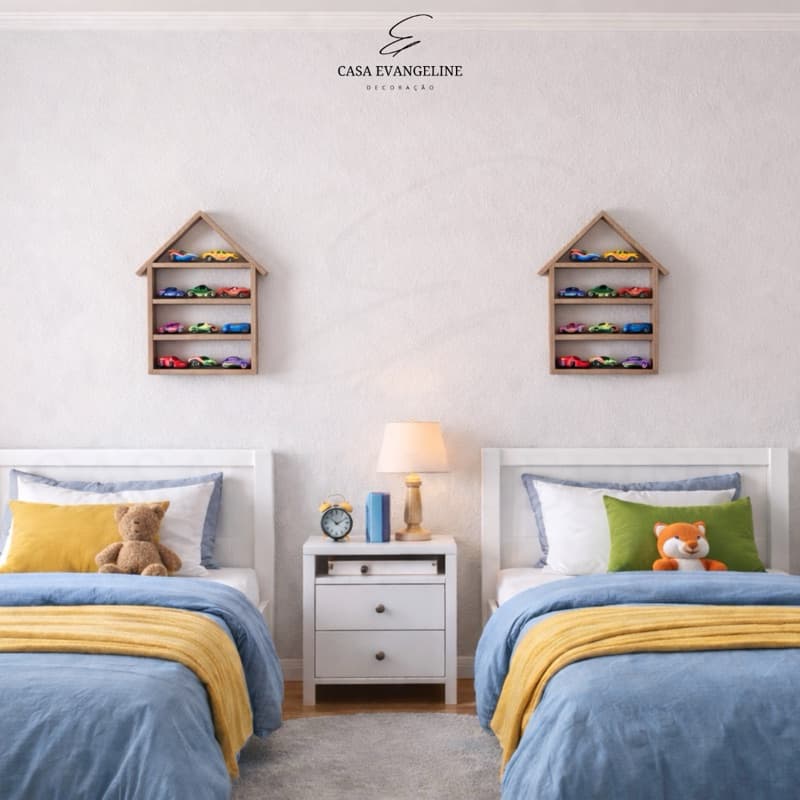 Kit 2 Casinha em MDF Organizador de Parede Decoração Organização de Objetos Brinquedos Pequenos