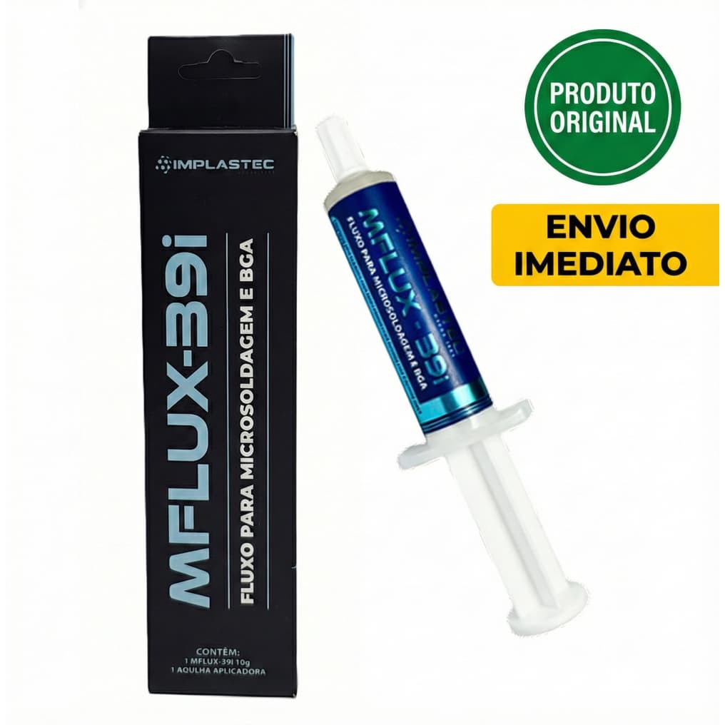 Fluxo De Solda MFLUX-39i Profissional Seringa 10g Implastec - Para Microsoldagem BGA SMD