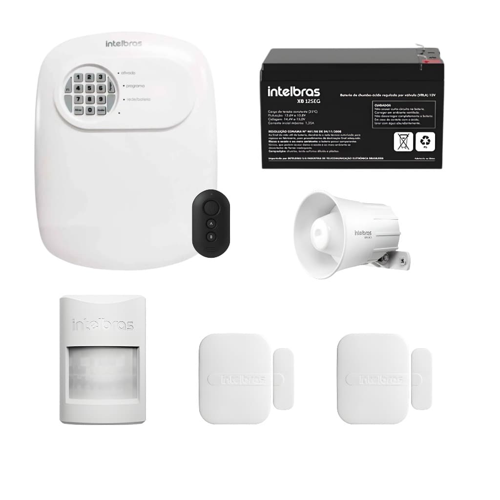 Kit Alarme intelbras + Bateria intelbras Monitoramento via APP