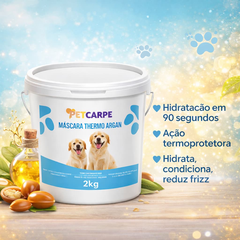 Máscara Hidrataçao de Pelos Pet Shop  Argan  Pet Carpe caes e gatos