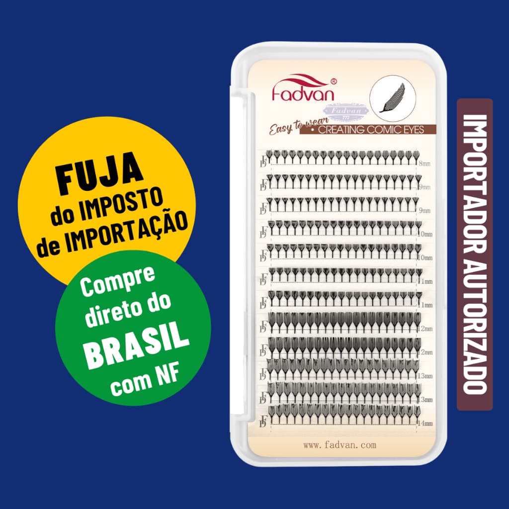 Cílios Fadvan Spire Comic Pena Mangá Anime Lashes Premade Fans Curvatura D 0.07 Tamanho Mix