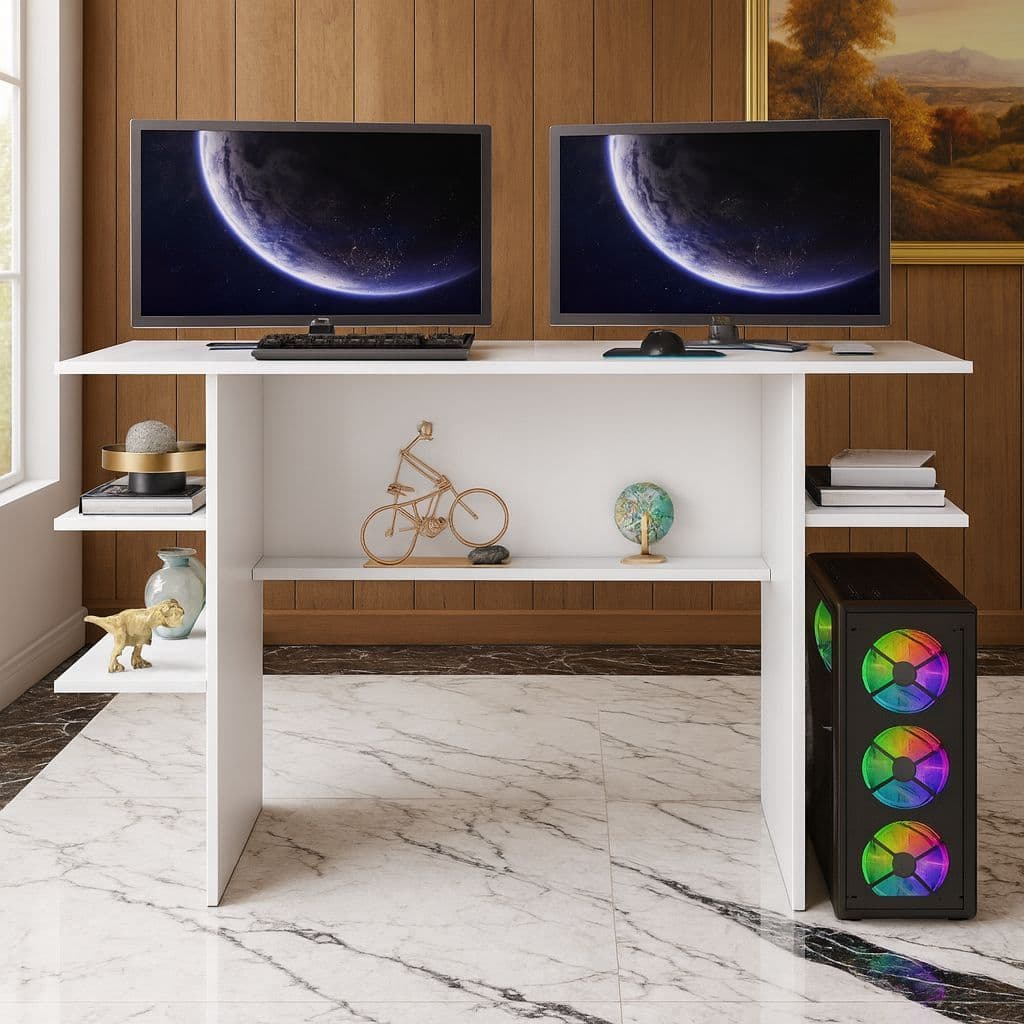 Escrivaninha Mesa para Computador Gamer Com Nichos Quarto Estudo Escritório Home Office