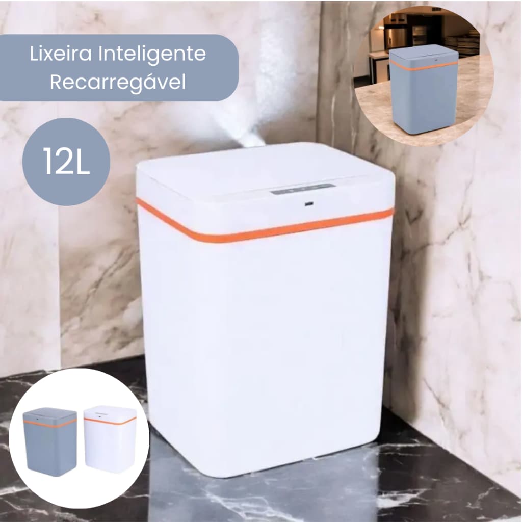 Lixeira Inteligente Automática 12L com Sensor de Movimento Recarregável USB Sortido