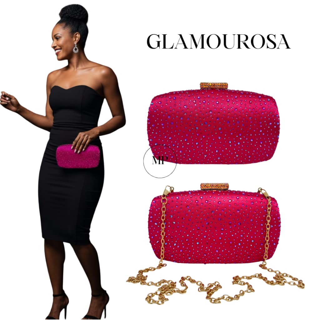 Bolsa Clutch Strass Pink Corrente Removível Festa Formatura Balada